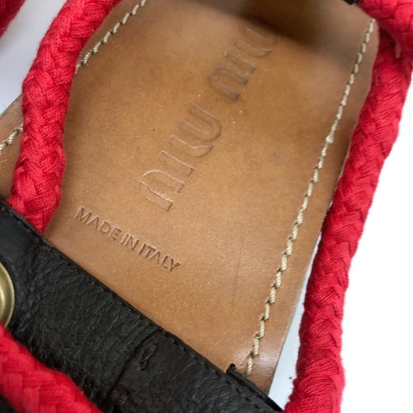 Miu Miu Rope Strap Leather Sandals - Picture 3 of 4